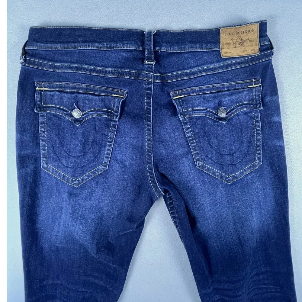 True Religion Jeans Mens 40 Blue Ricky Relaxed Straight Dark Wash Denim Casual